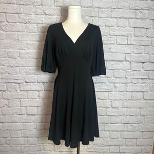 Nine Britton Women's Medium Black V-Neck Dress Chic Minimal NWT